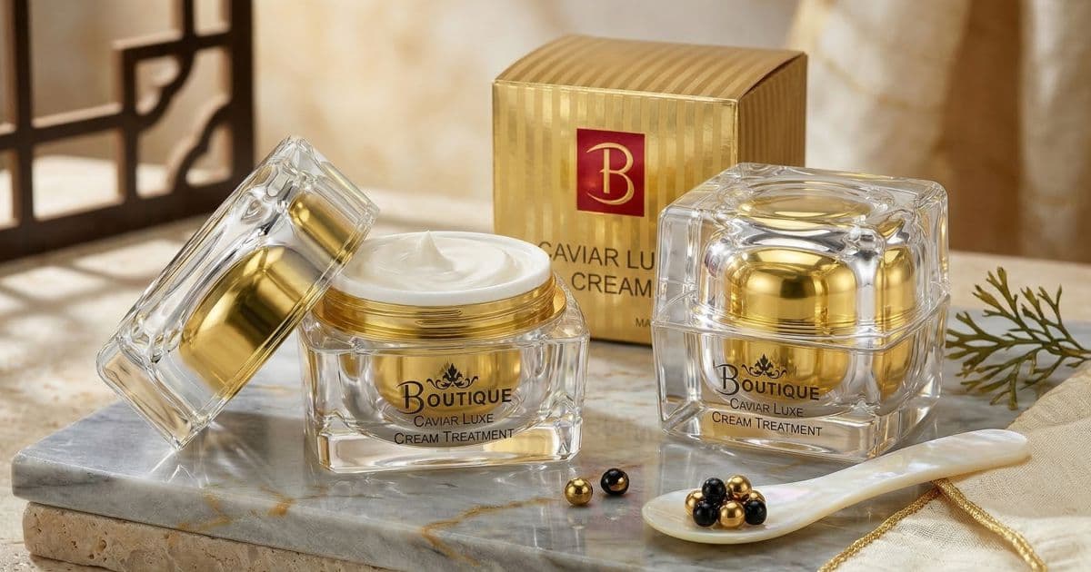 Caviar Luxe Cream Treatment Boutique crema anti-età al caviale made in Italy aperta con texture